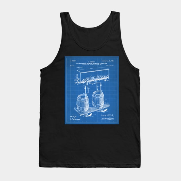 Beer Keg Patent - Home Brewer Craft Beer Art - Blueprint Tank Top by patentpress